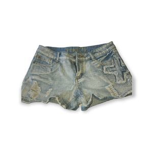 Distressed Jean Shorts with Some Bling. Rue 21 Size 9/10.
